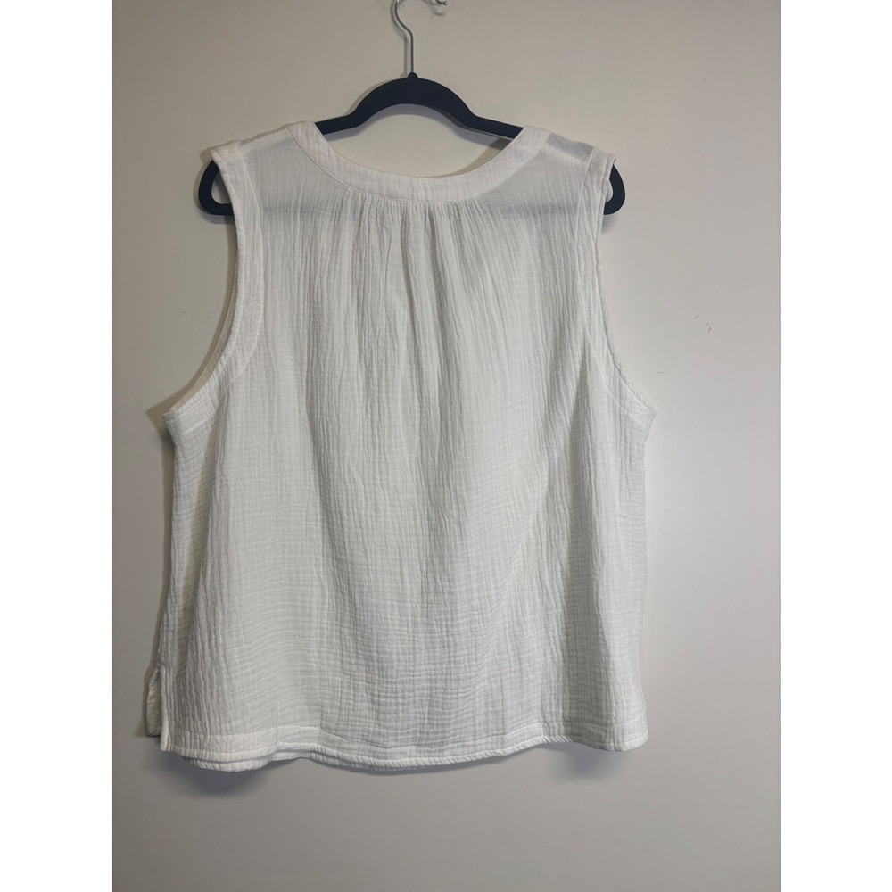 Lucky Brand Women's 100% Cotton White V-Neck Tunic Tank Top Size XL - Picture 4 of 6